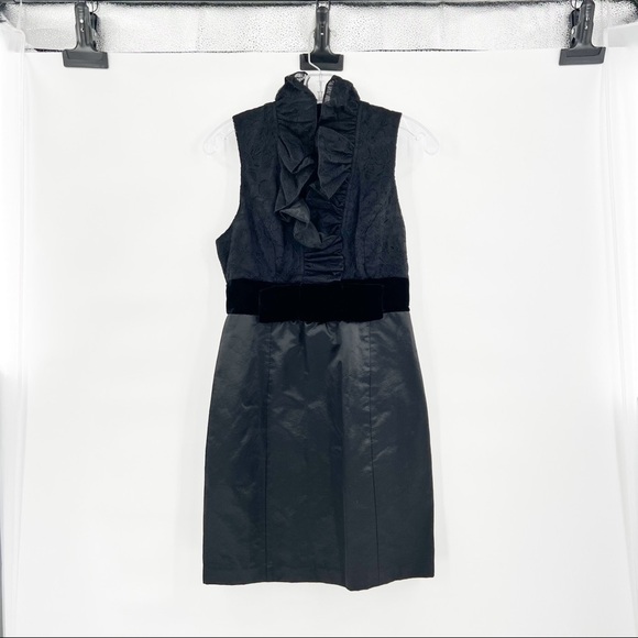 Frock Tracy Reese black ruffle collar seude belt sleeveless dress 4 - Picture 1 of 12